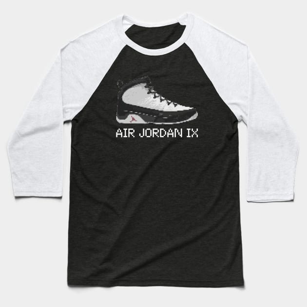 AJ IX - Pixelated art Baseball T-Shirt by Buff Geeks Art
